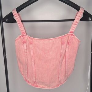 NWT DYLN Pink Denim Corset Top